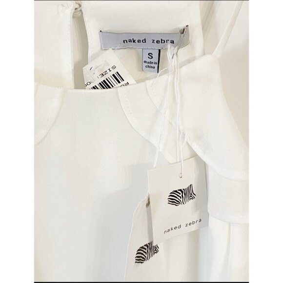 NAKED ZEBRA Dress White Spaghetti Strap Lined Size Small - Picture 2 of 3